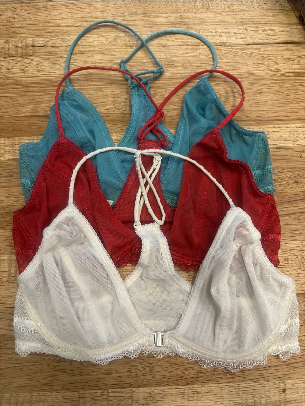 Free People Intimately Lot of 3 Underwire Front Closure Lace Bra-lets 32D